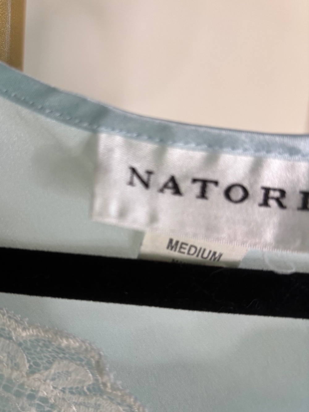 Natori Light Blue Satin Lace Embroidered Nightgown Dress | Medium - Picture 8 of 8